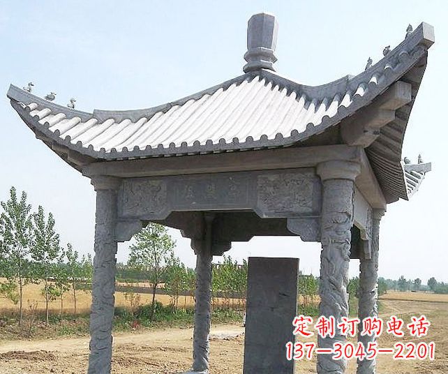 石狮园林景观单层石雕凉亭 (4)