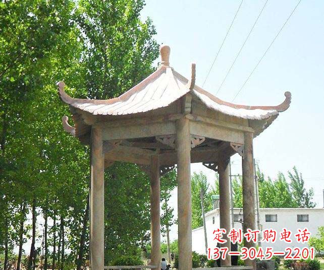 石狮园林景观单层石雕凉亭