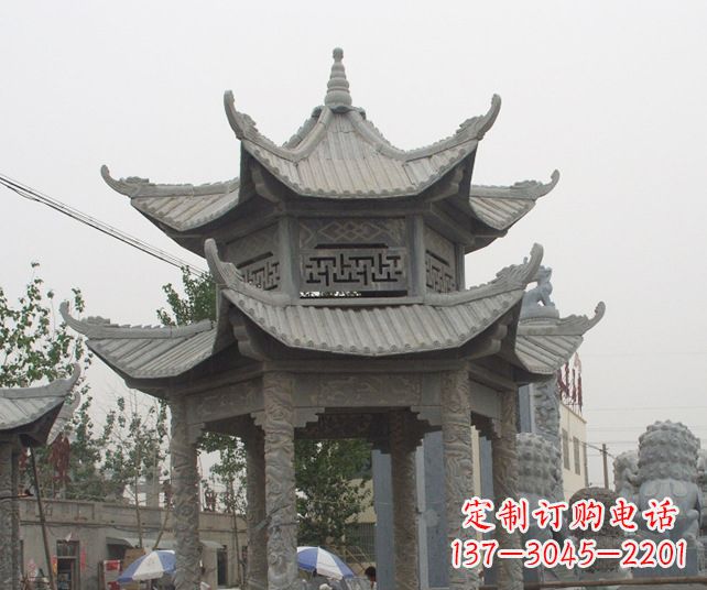 石狮园林景观仿古石雕凉亭 (2)