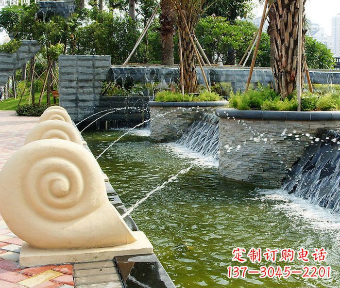 石狮园林景观蜗牛喷泉石雕