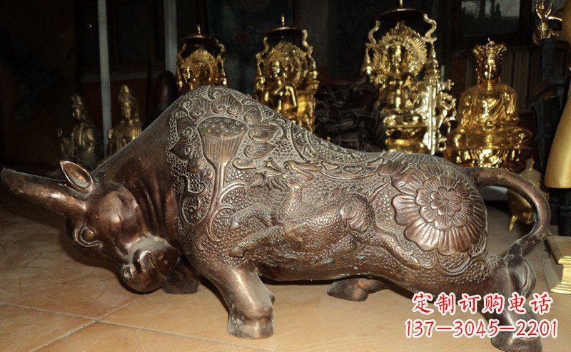 石狮园林拓荒牛景观铜雕