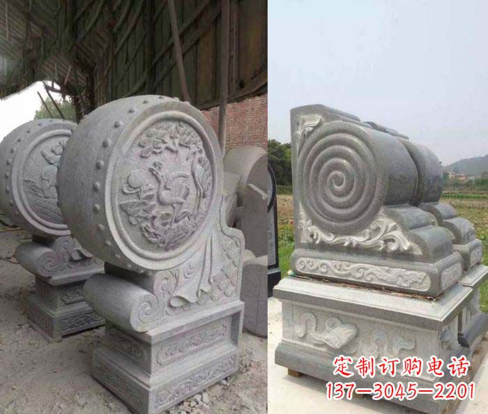 石狮招财抱鼓石大理石门墩