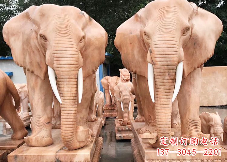 石狮招财大象石雕