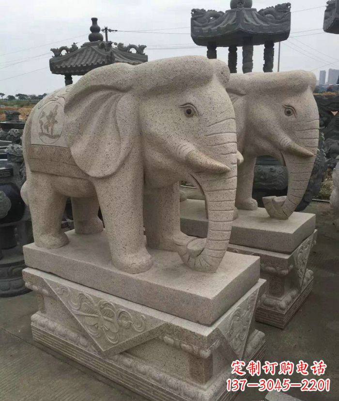 石狮招财进宝大理石大象石雕