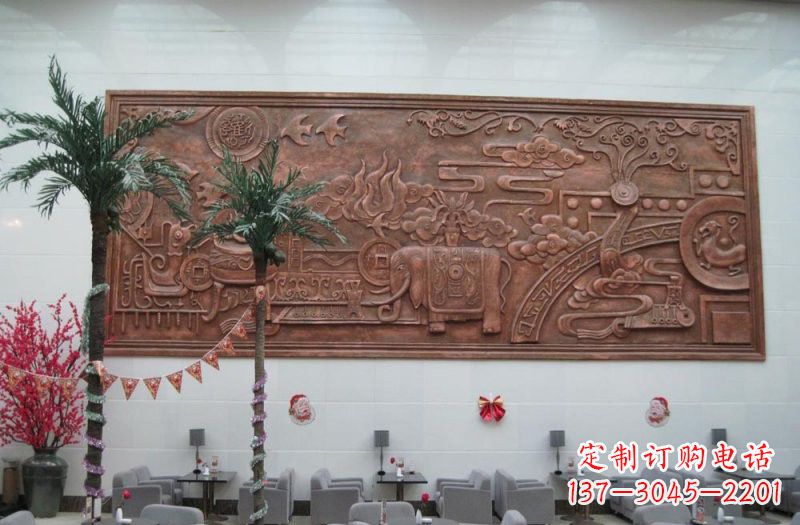 石狮招财进宝大象铜浮雕