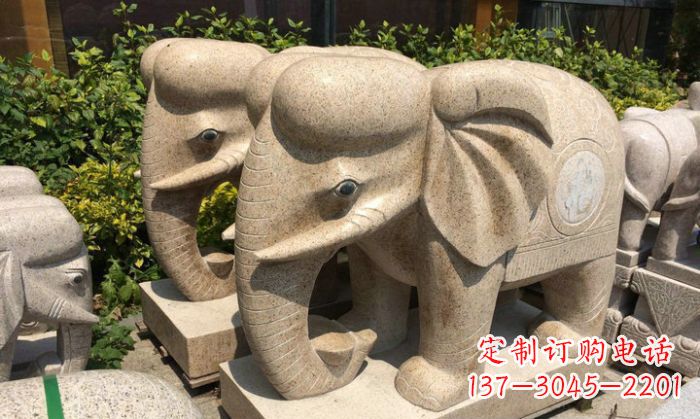 石狮招财进宝砂岩大象石雕
