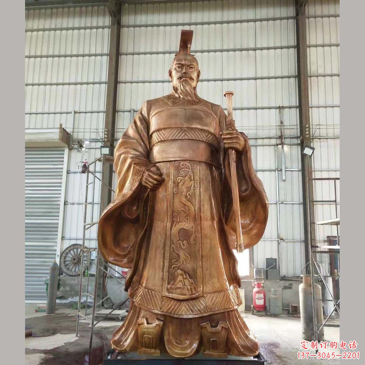 石狮铸铜汉武帝雕塑