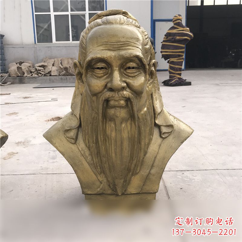 石狮铸铜孔子胸像雕塑