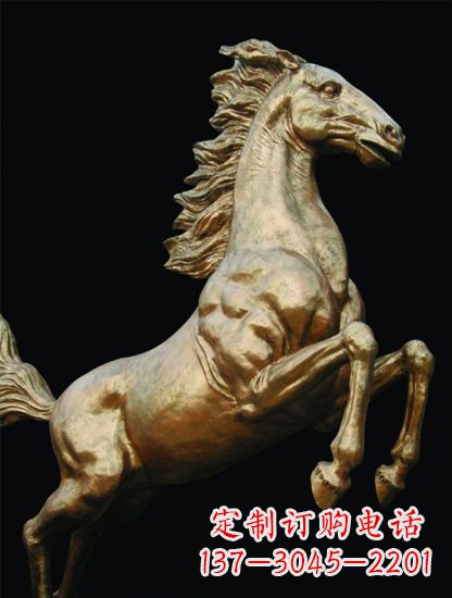石狮铸铜鎏金马儿雕塑
