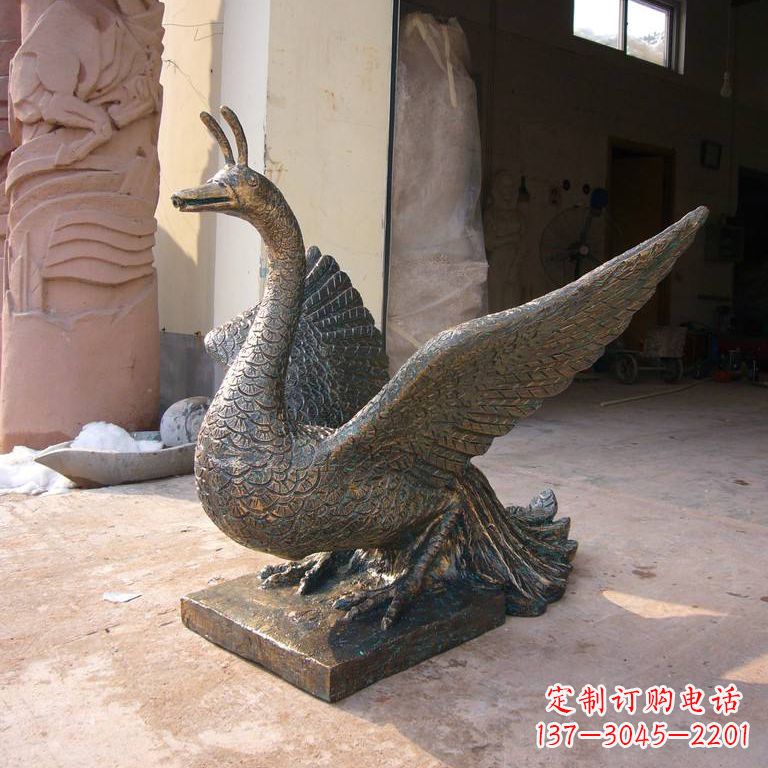石狮铸铜天之四灵朱雀雕塑摆件