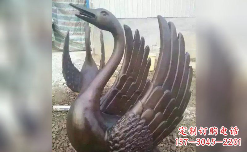 石狮铸铜天鹅铜雕