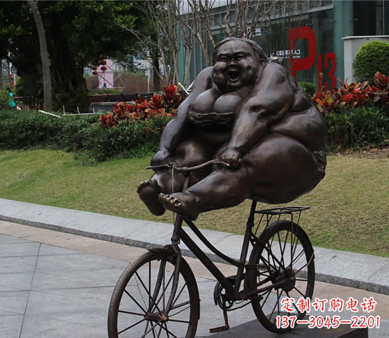 石狮自行车铜雕