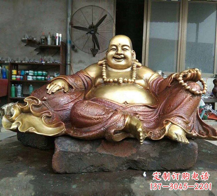 石狮宗教供奉坐式弥勒佛铜雕