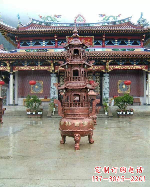 石狮宗教庙宇香炉铜雕