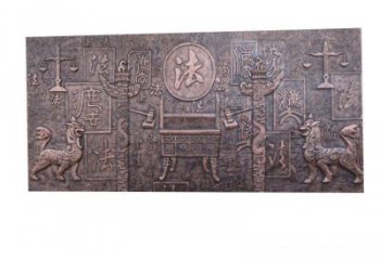 石狮紫铜法字獬豸浮雕